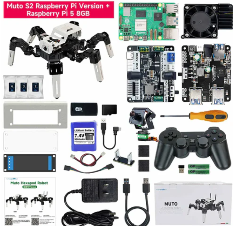 18DOF Muto S2 Hexapod Robot - Raspberry Pi Version (with Raspberry Pi 5 8GB Board)