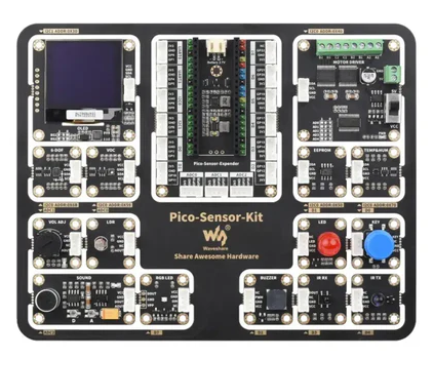 Waveshare Raspberry Pi Pico 엔트리 레벨 센서 키트, Pico 확장 보드 및 15개의 공통 모듈, 올인원 디자인